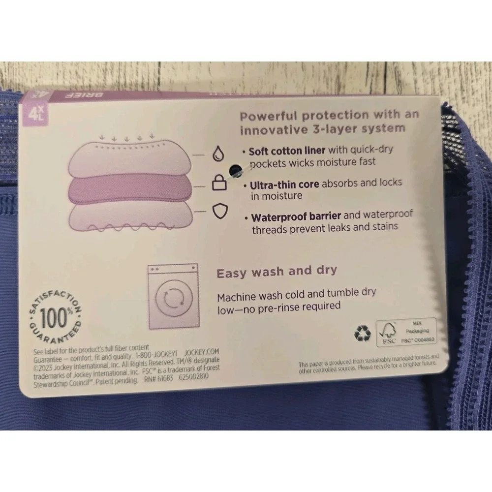 Jockey Period Underwear Brief 4XL Mod Absorb Microfiber Worry Free Lot of 2